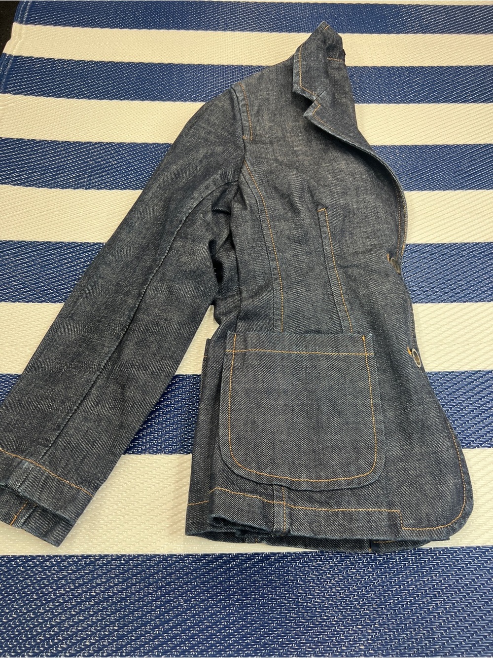 GAP Dark Wash Denim Blazer Jacket Women’s Structured Jean Jacket Sz 8 - Picture 3 of 11